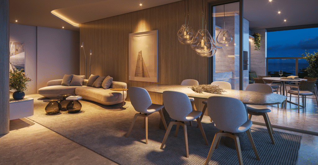 Imagem do interior de uma residência de alto padrão