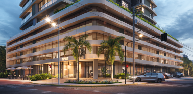 Fachada de um prédio residencial moderno, representando imóveis como legado para futuras gerações